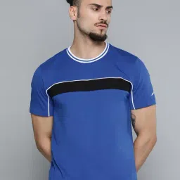 Alcis Blue Slim Fit Self Pattern T-Shirts-image-7
