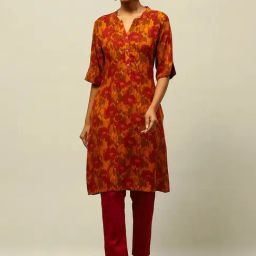 Rangriti Red Printed Straight Kurta-image-16