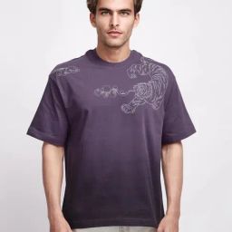 Rare Rabbit Purple Oversized Embroidered T-Shirt-image-16