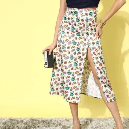 Cation Grey Printed A-Line Skirt-picture-4