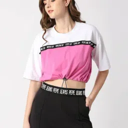 Pepe Jeans White & Pink Color-Block T-Shirt-picture-25