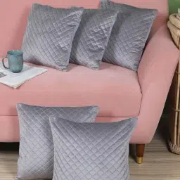 MFD HOME Furnishing Grey Polyester Cushion Cover - Set of 5-picture-44