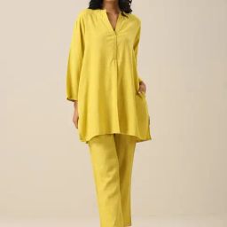true Browns Green Cotton Kurti Pant Set-image-50
