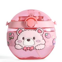 YK Pink Teddy Bear Printed Water Bottle - 420ML-picture-17