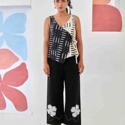Moontara Black Cotton Relaxed Print Casual Shirt-image-0