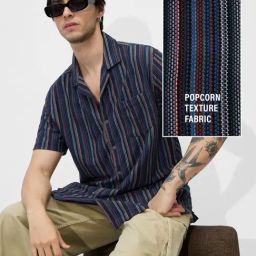 The Souled Store Multi Cotton Relaxed Fit Striped Casual Shirts-picture-19