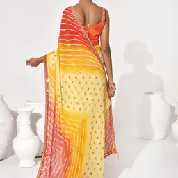 Mitera Leheriya Sequinned Pure Chiffon Leheriya Saree image 5