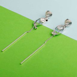 Silver Shine Contemporary Drop Earrings-38