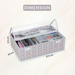 Kuber Industries Grey & Blue 5 Pcs Printed Reusable Drawer Organisers With Transparent Lid image 2