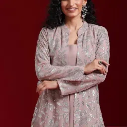 Libas Art Pink Poly Georgette Regular Fit Co-Ords-picture-0