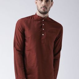 KISAH Men Brown Solid Straight Short Kurta-39