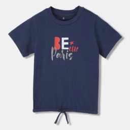 Elle Kids Navy Cotton Printed T-Shirt-image-88