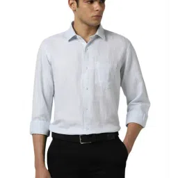 Van Heusen Blue Blended Regular fit Solid Shirt-picture-9