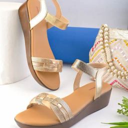 Pelle Albero Women's Gold Sling Back Sandals-image-31