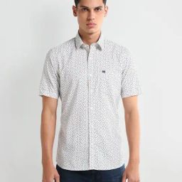 Arrow White Cotton Regular fit Floral Shirt-picture-14