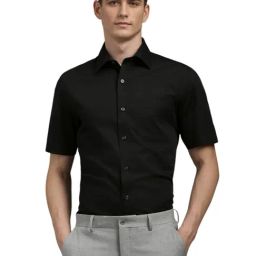 Louis Philippe Black Cotton Regular Fit Shirt-picture-12