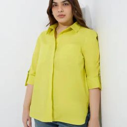 Gia by Westside Lime Solid Cotton Shirt-picture-11