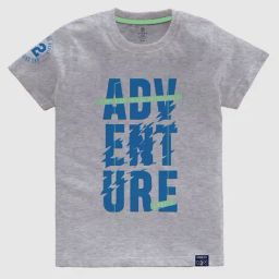 Codez Kids Grey Melange Graphic Print T-Shirt-image-27
