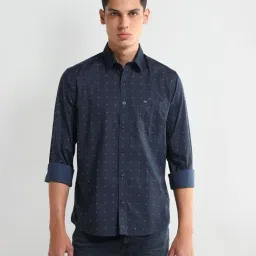 Arrow Blue Cotton Regular fit Floral Shirt-picture-14