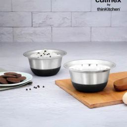 Culinex Silver Stainless Steel Mixing Bowls - Set of 2 (2365 ml)-25