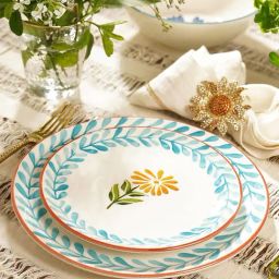 Pure Home and Living White & Blue Clay Hand-painted Dessert Plate-picture-26