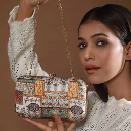Aatmana Multicolor Printed Small Box Clutch-image-8