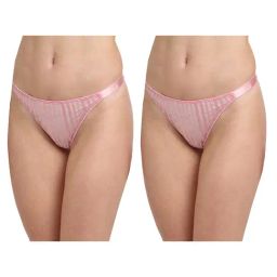 Erotissch Pack Of 2 Light Pink Self Design Thongs-image-85
