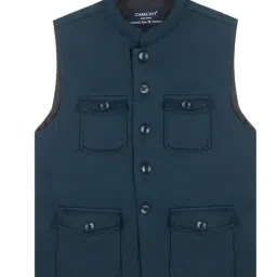 Charchit Boys Turquoise Blue Comfort Fit Nehru Jacket-image-91