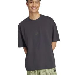 Adidas Black Cotton Loose Fit Sports T-Shirt-image-81