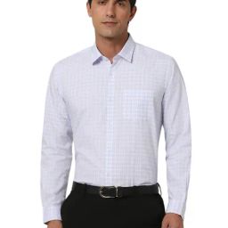 Peter England Blue Regular Fit Checks Shirt-image-97