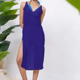 Erotissch Blue Polyester Beachwear Cover Up Dress-image-52