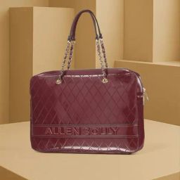 Allen Solly Maroon Textured Tote-picture-23