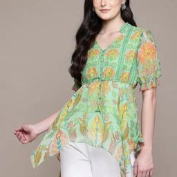 AARKE RITU KUMAR Green Masami Short Top-image-65