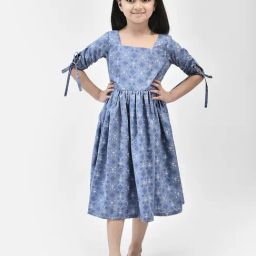 Eavan Kids Blue Printed Dress-image-7