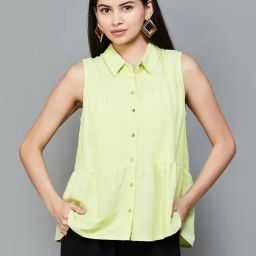 Code by Lifestyle Lime Green Regular Fit Shirt-image-16