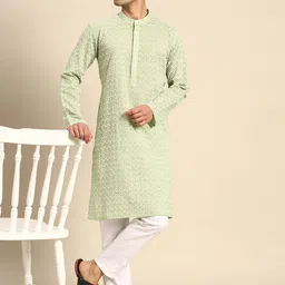 Anouk Embroidered Chikankari Kurta with Pyjamas-image-40