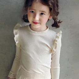 LULU & SKY Girls Self Design Round Neck Ruffle Details Top-picture-8