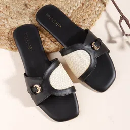 Sole Saga Women Textured Open Toe Flats with Buckles-44