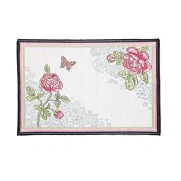 KLOTTHE Set Of 6 White & Red Woven Design Rectangular Table Mats image 3