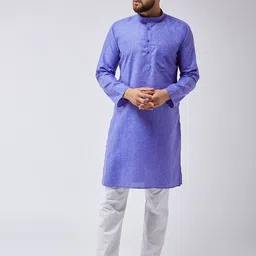 SOJANYA Men Blue & White Solid Kurta with Pyjamas-picture-17