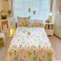 JC HOME White & Green Printed Pure Cotton 220TC King Bedsheet Set -2.00 m x 2.30 m-image-60