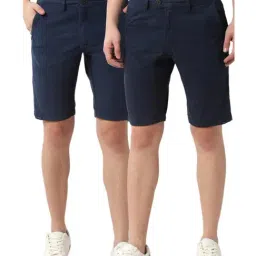 Peter England Navy Cotton Reversible Shorts-image-33