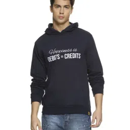 Campus Sutra Dark Blue Printed Regular Fit Cotton Hooded Sweatshirt-picture-21