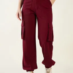 aayu Women Relaxed Loose Fit High-Rise Joggers Trousers-image-78