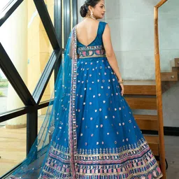 Warthy Ent Embroidered Sequinned Semi-Stitched Lehenga & Unstitched Blouse With Dupatta image 5