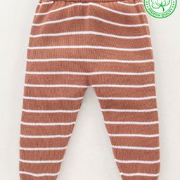 Babyhug 100% Organic Cotton Fleece Thermal Pant Stripes - Brown-picture-19