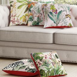SEJ by Nisha Gupta Set of 5 Abstract Premium Cushion Covers - Green-26