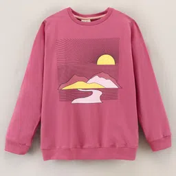 Lazy Bones Full Sleeves Scenery Printed Sweatshirt - Pink-picture-23