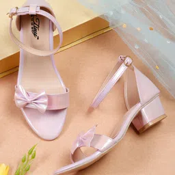Tiny Bugs Bow Applique Open Toe   Heels - Purple-picture-39