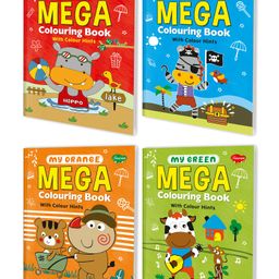 Set Of 4 My Red My Blue My Orange and  My Green Mega Colouring Books With Colour Hints Gift For Preschool-17